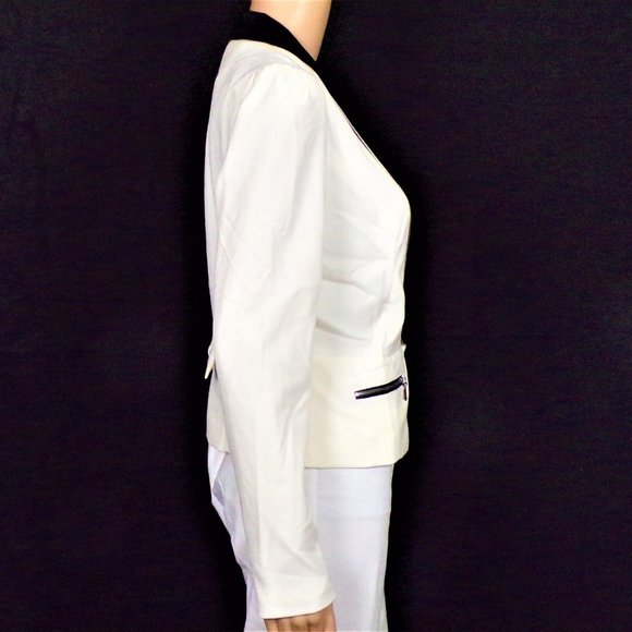 CANDIE'S size M white/black smoking jacket polyester/rayon/spandx dry clean only - Picture 5 of 14